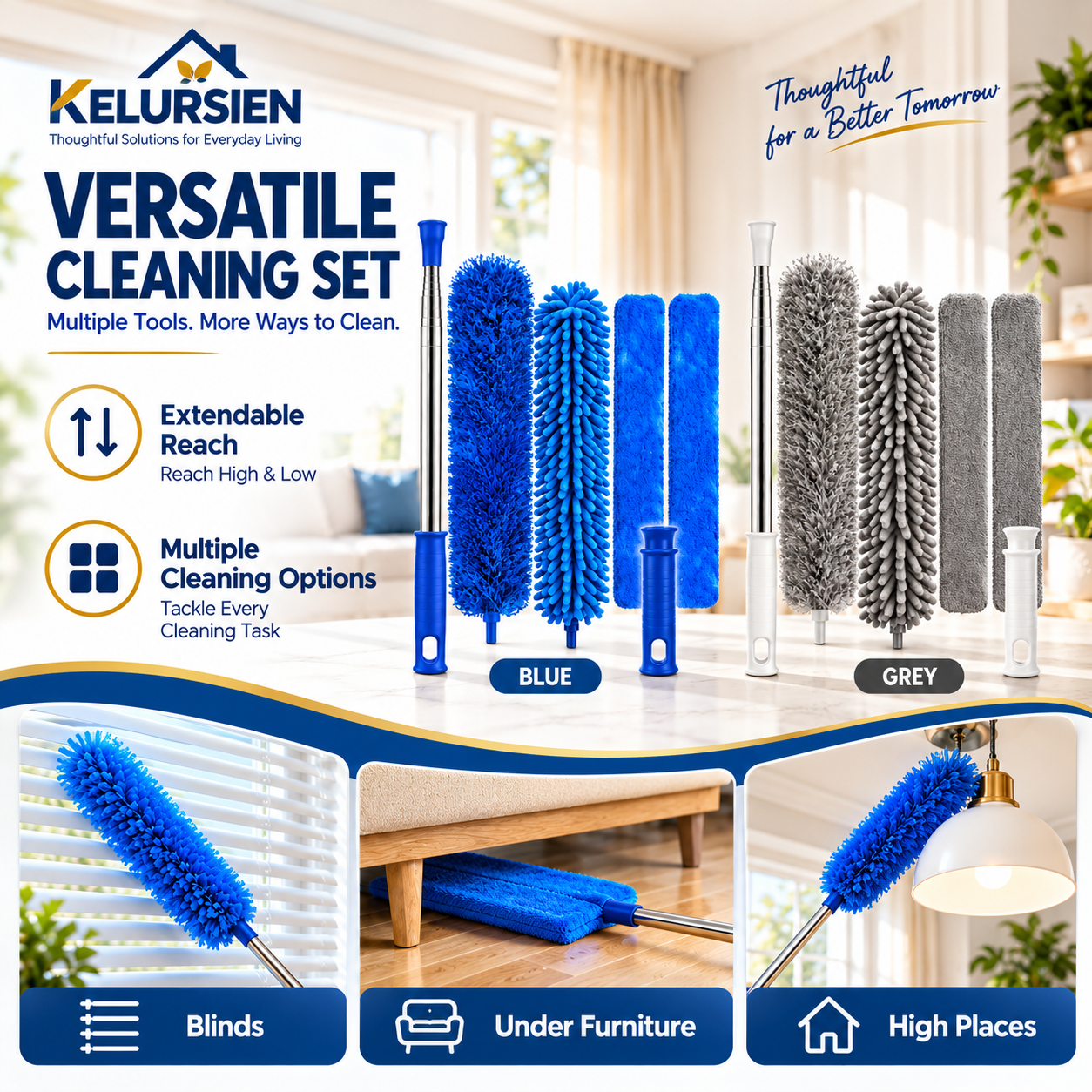Kelursien blue and grey cleaning sets